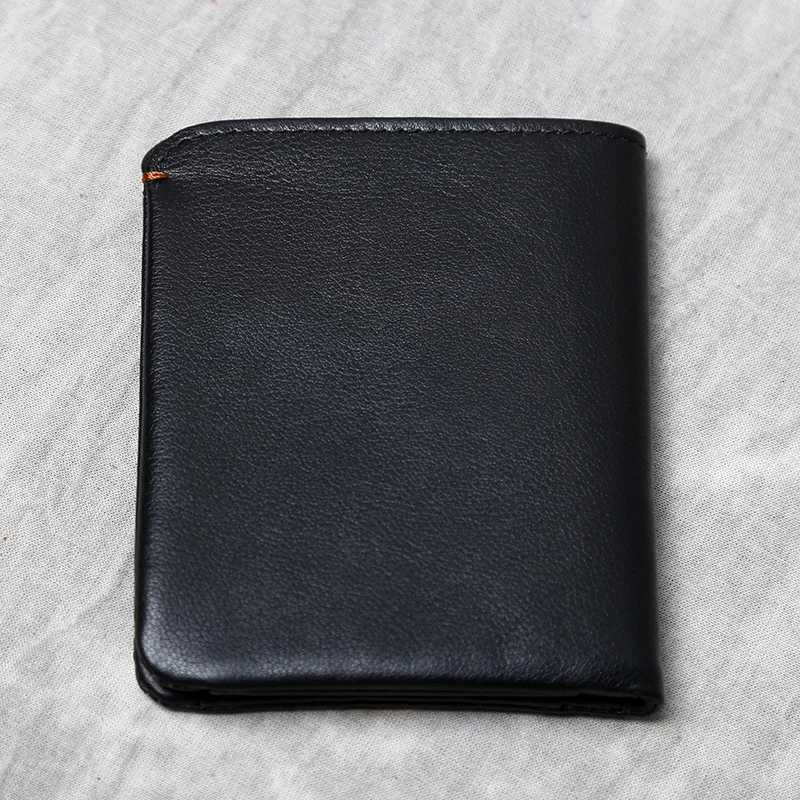 Genuine Leather Wallet Mens Short Handmade Top Layer Cow Leather Retro Casual Versatile Ultra-thin WalletXJ250806