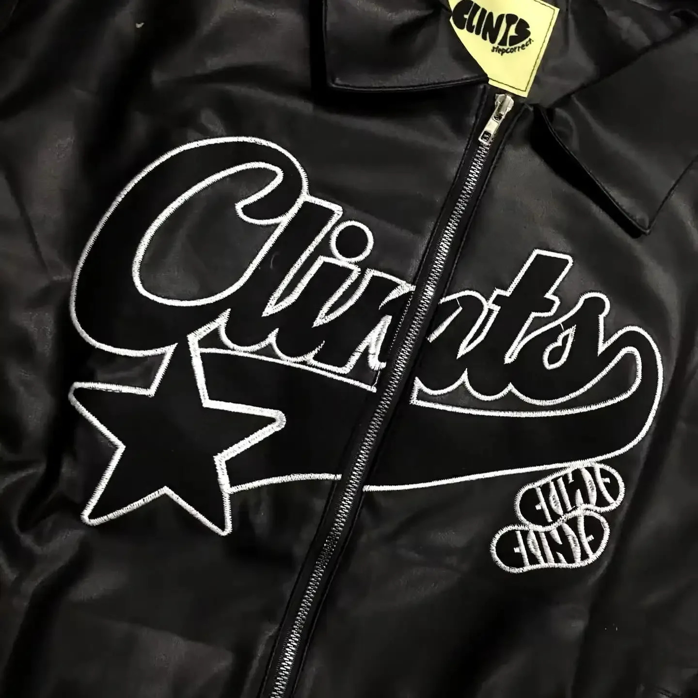 Y2k Gothic Punk Leather Jacket Hip Hop Punk Pattern Embroidered Motorcycle Jacket Fashionable and Simple Streetwear Zipper Coat 250806