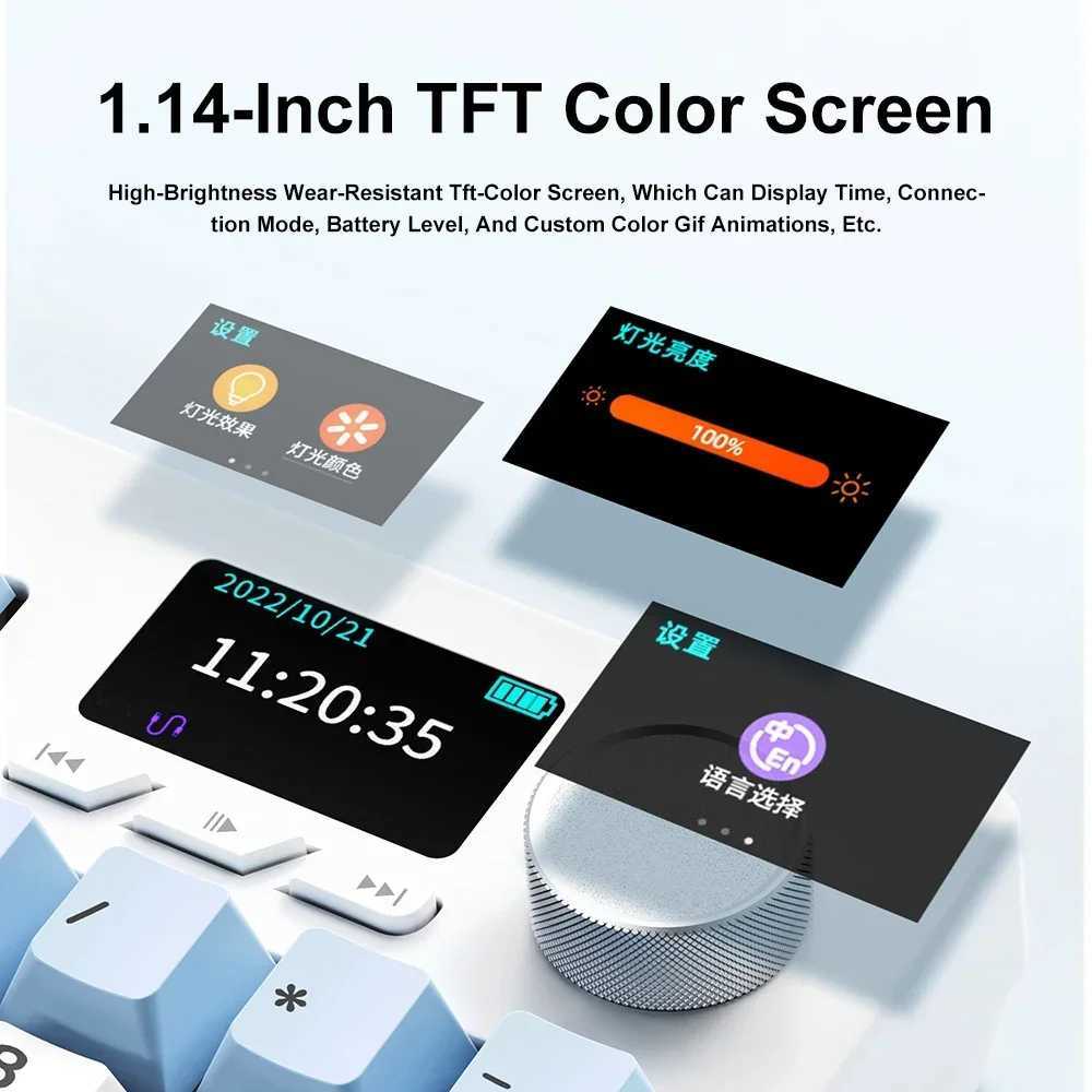 New Ajazz AK35I V3 MAX Tri-Mode Wired Wireless Gaming Keyboard Gasket Full Key Hot Swap 104 Keys Customized Keyboard Z250805