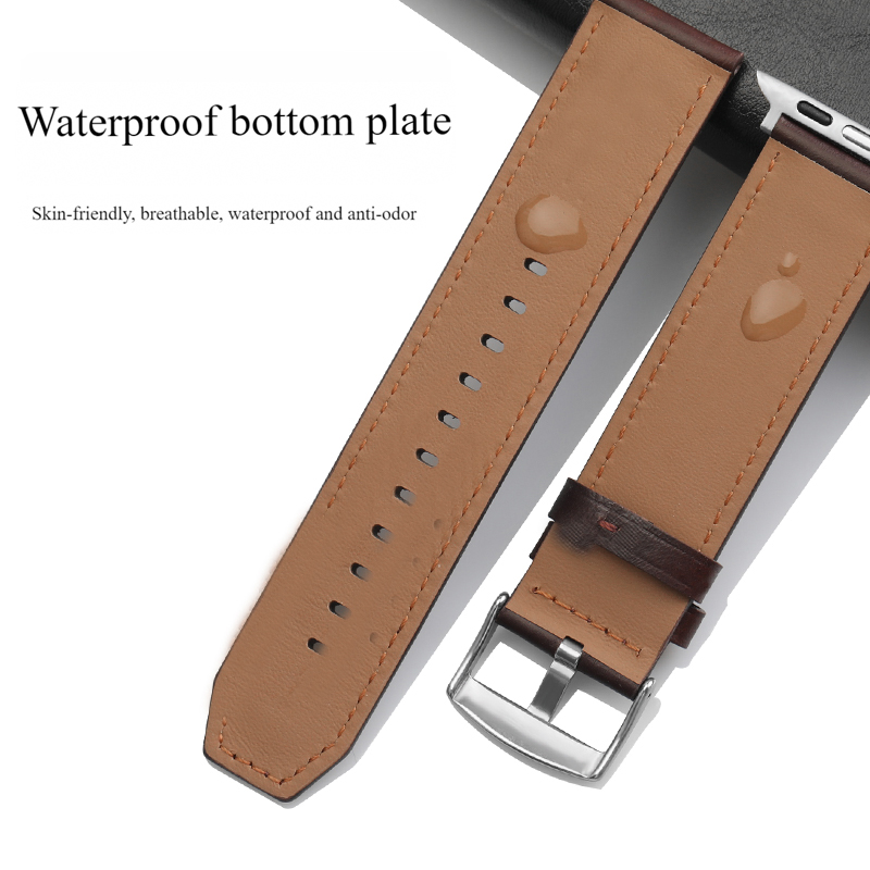 Durable Waterproof Leather Wristband for Watches Adjust-to-Fit Style Available Genuine leather is more durable - VWB100