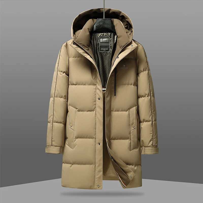 Winter Long Down Jacket Large Size Thick Warm Slim Fashion 90 Duck Down Hooded Winter Coat 2024 New Mens Wear W250806