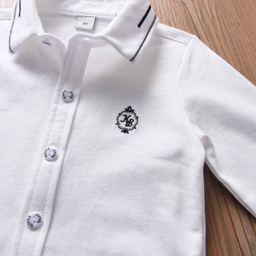 Boys Long Sleeve White Shirt 2-6Y Embroidered Cotton School Clothes Kids Spring Autumn Top X250806