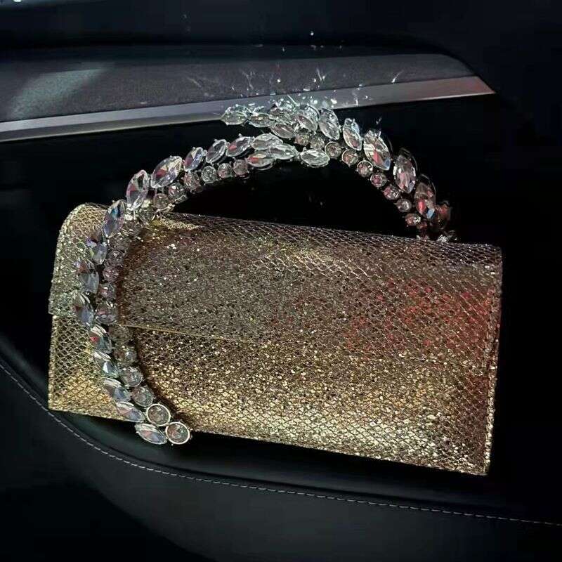 Trendy Rhinestone-Encrusted Satin Handbag Clutch Rhinestone Evening 2025 New Women's Bag