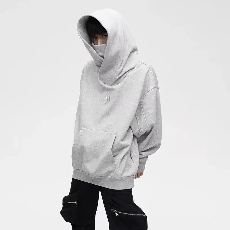 Autumn Ninja Streetwear Turtleneck Hoodies For Men Letter Embroidered Hip Hop Fashion Sweatshirts Y2K Vintage Fleece Hoody250806