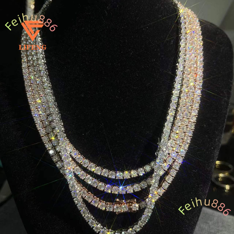 6mm Luxury Classic Hot Sale Moissanite Tennis Chain Tennis Necklace S925 Silver Tennis Chain Hip Hop Mens Moissanite Chain