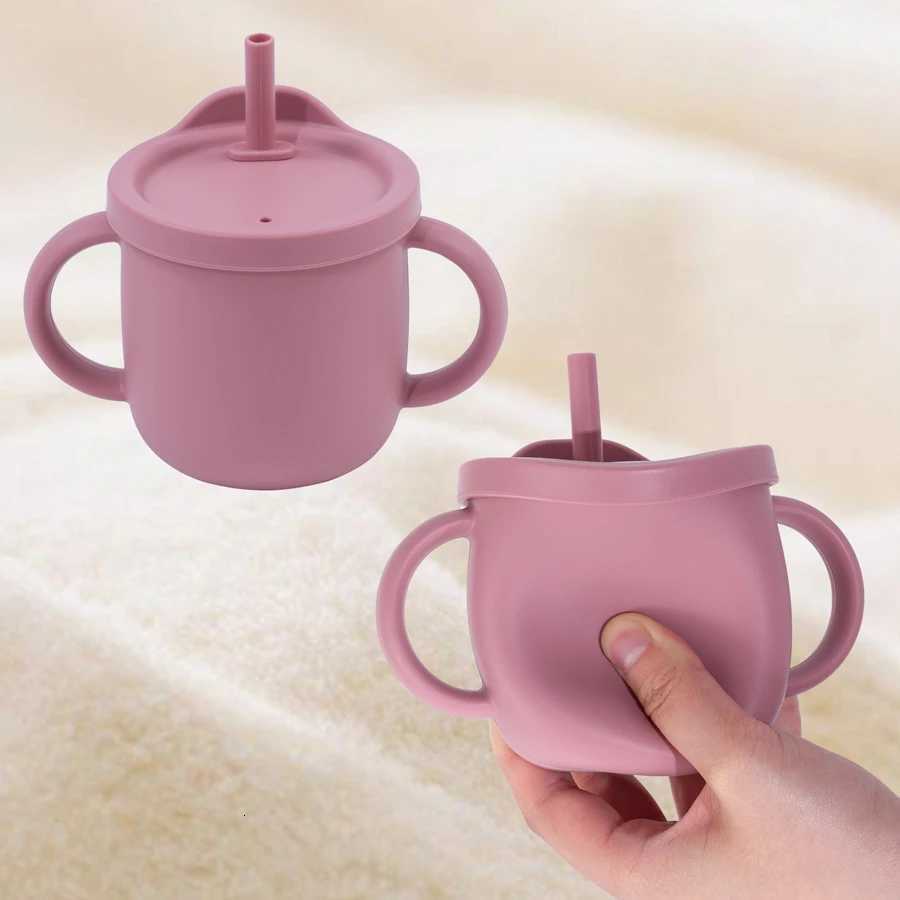 1PC Baby Learning Drinking Cup with Double Handle Portable Leakproof Infant Water Cups Bottle Baby Food Box Snack Cup X2508061