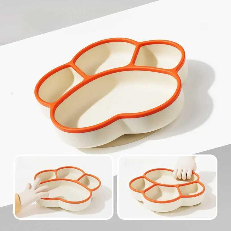 Baby Silicone Dining Plate with Straw Cute Cat Claw Child Dishes Baby Feeding Toddler Training Tableware Kids Plate Dishes Bowl X250806
