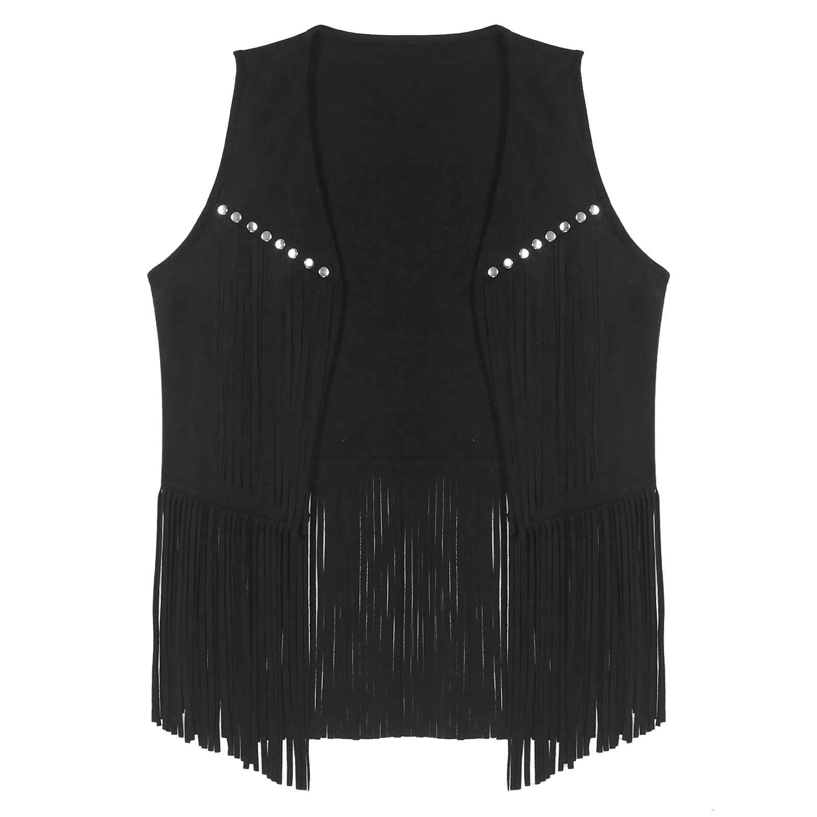 Mens Western Cowboy Vintage Faux Suede Tassel Vest Tops Open Front Rivets Fringe Waistcoat Jacket Festival Rave Party Clubwear 250805