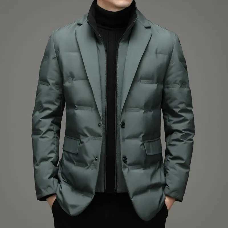 2025 High quality down jacket men winter business casual fashion handsome duck down medium long down jacket W250806