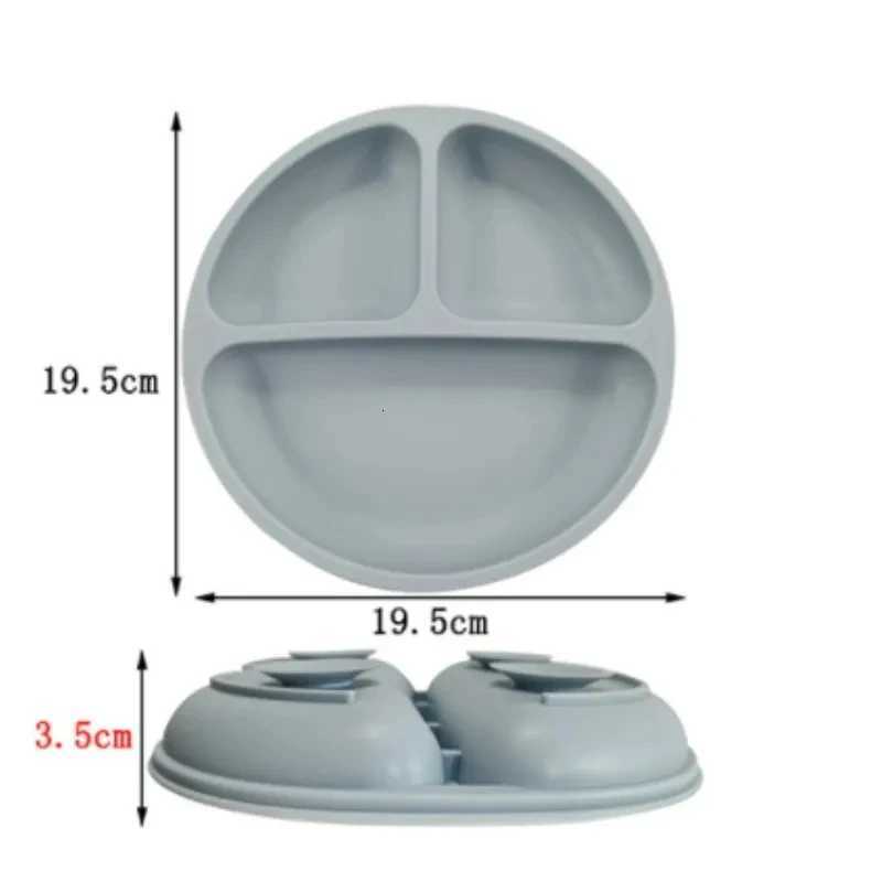 Baby Silicone Feeding Dishes Children Suction Plate Suction Sucker Bowl Wood Fork Spoon Set Toddler Training Tableware BPA Free X250806