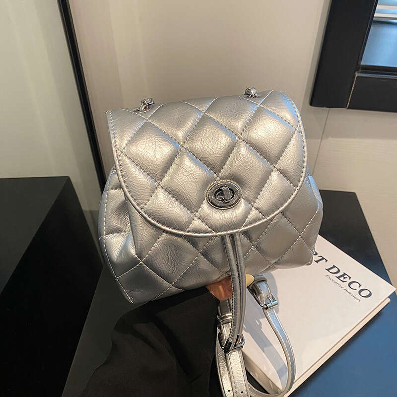 Quilted Mini Backpack with Drawstring Closure - Adjustable Straps, Stylish Buckle, Ideal for Women's Daily Outfits and Casual Gatherings