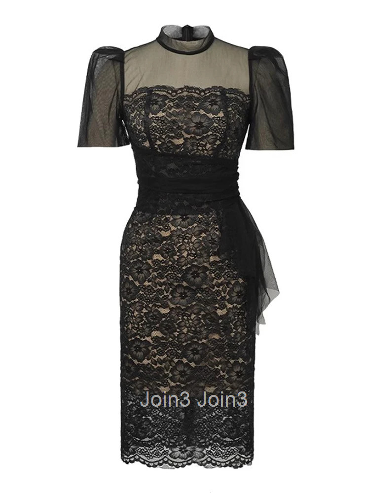 Fashion Summer Solid Evening Dress Women Clothes Elegant Chic Black Sexy Lace Slim Midi Party Birthday Robe Mujer Vestido Fiesta