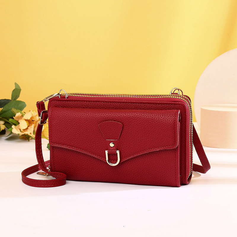 New Women's Phone Wallet Korean Style Multi-Card Slot Double Layer Zipper Single Shoulder Crossbody Bag