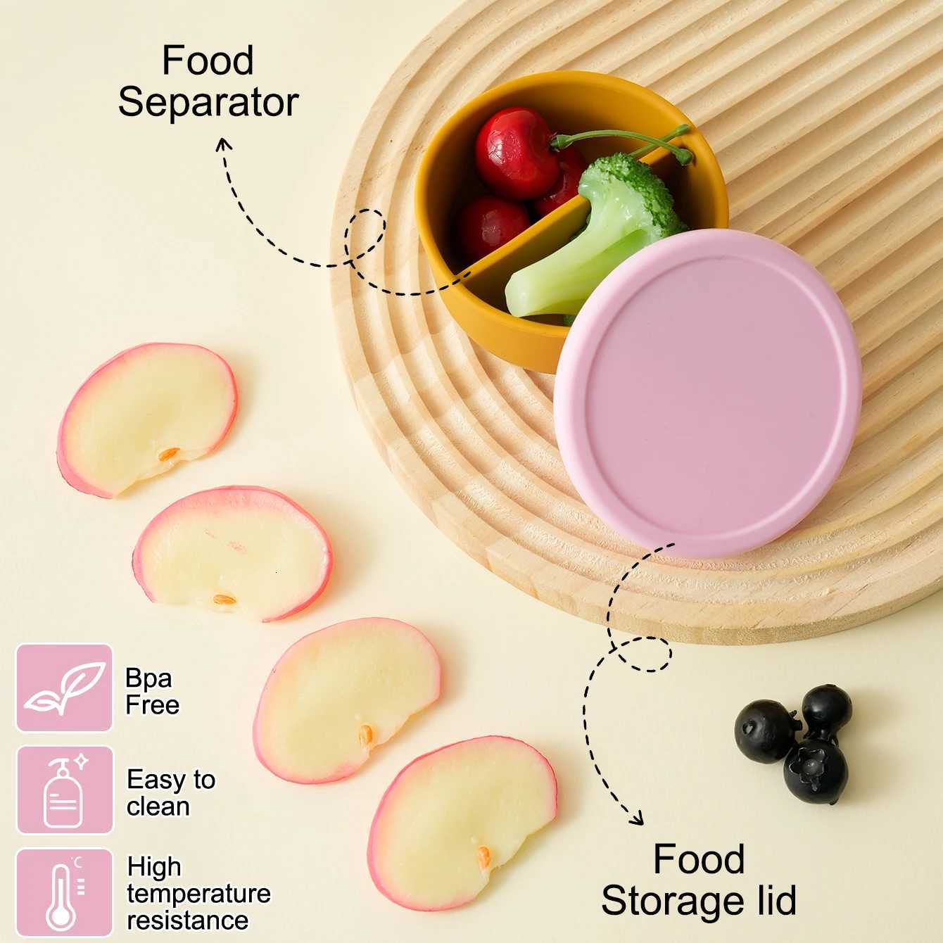 1PCS Baby Silicone Training Bowl| 2-Compartment Feeding Tableware Portable Design| Shower Gift Travel Use Baby Accessories X250806