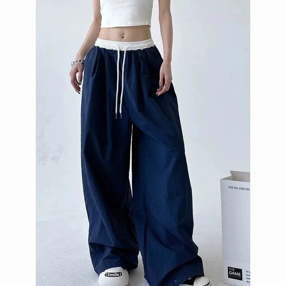 High Street Womens Wide Leg Pants Drawstring Y2K Gothic Hip Hop Ladys Cargo Pants sweet Matching Female Trousers Summer 250806
