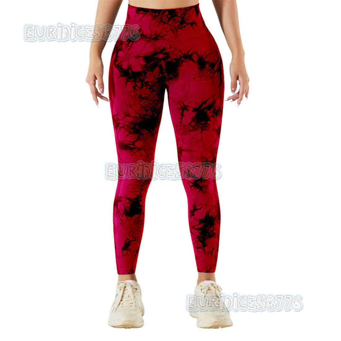 Tie-dye Seamless Yoga Pants Running Fitness Sports Pants High Elastic Peach Hip Lift High Waist Printed Nine-point Pants for Women H250806