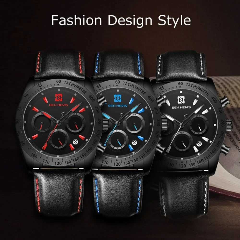 40mm Men Sports Quartz Leather Strap Wrist install Quartz ment Luxury 30M Diving Men Wrist W250806