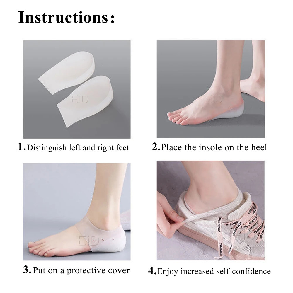 Invisible Height Increase Insole Silicone Socks Arch Support Gel Heel Pads Orthopedic Heel Cushion Soles Foot Massage man women 250805