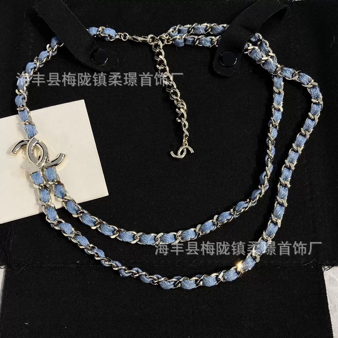 cc pendant necklaces designer luxury jewelry for men women gold silver woman little cowboy leather necklace heavy craft classic double c lette channels chanels 7ML6