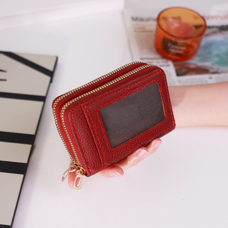 Hot Selling Women's Wallet Multi-Card Slot Double Layer Zipper Transparent Window Accordion Fashion Large Capacity Card Holder for Women