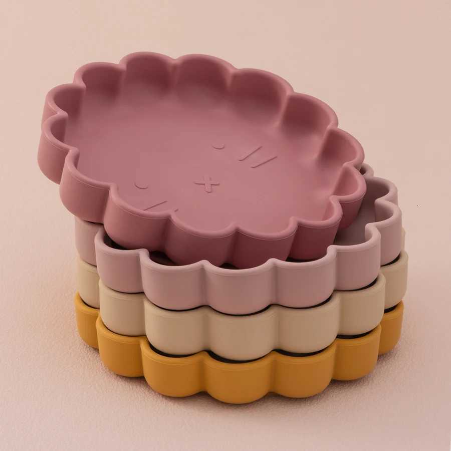 1PC Baby Silicone Dishes BPA Free Cartoon Lion Shape Baby Tableware Suction Baby Plate Non-Slip Lunch Box Pure Color Baby Supplies X250806