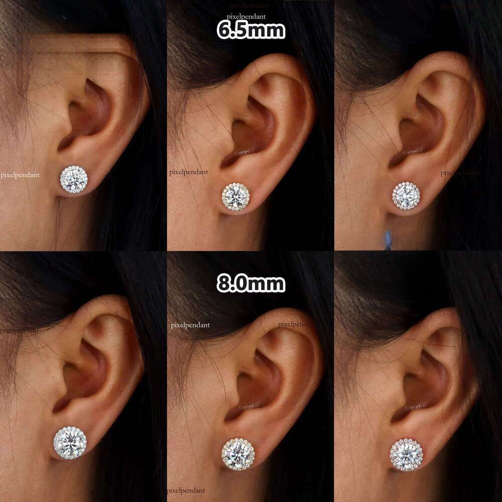 RTS 6.5mm 8mm Pyrite Stud Earrings Sterling Sier Gold Plated Halo Wedding and Party Jewelry