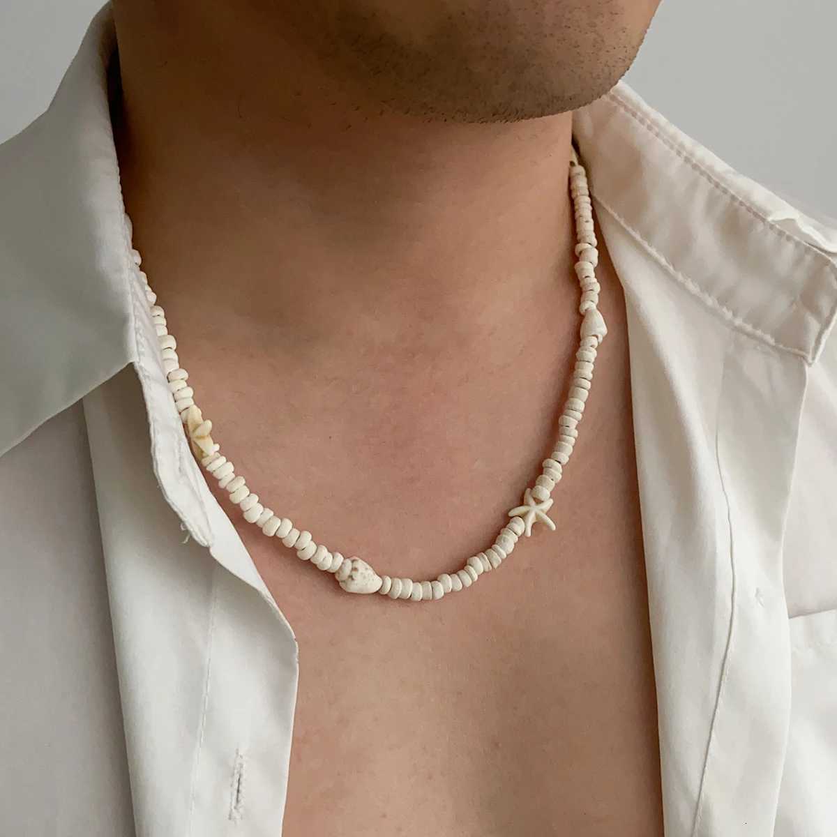 100% Bohemia Starfish Conch Choker Necklace for Men Trendy Coconut Husk Wood Beads Collar Necklace Fashion Jewelry on the Neck Y250805