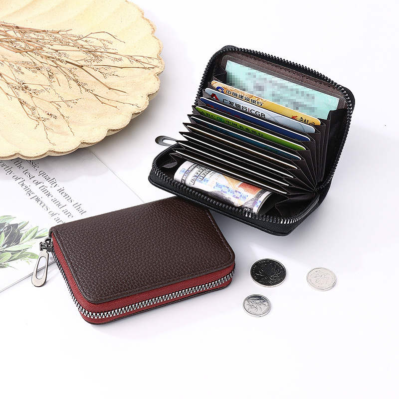 New Accordion Men's Card Case Zipper Wallet Women's Multi-Functional Multi-Card Slot ID Holder