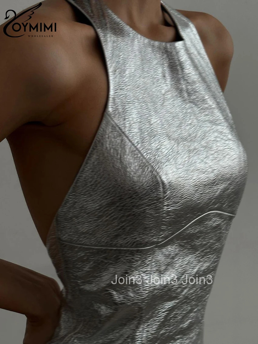 Sexy Sliver Bodycon Dress Lady Fashion Slim O-Neck Sleeveless Mini Dress Elegant Classic Party Dresses For Women