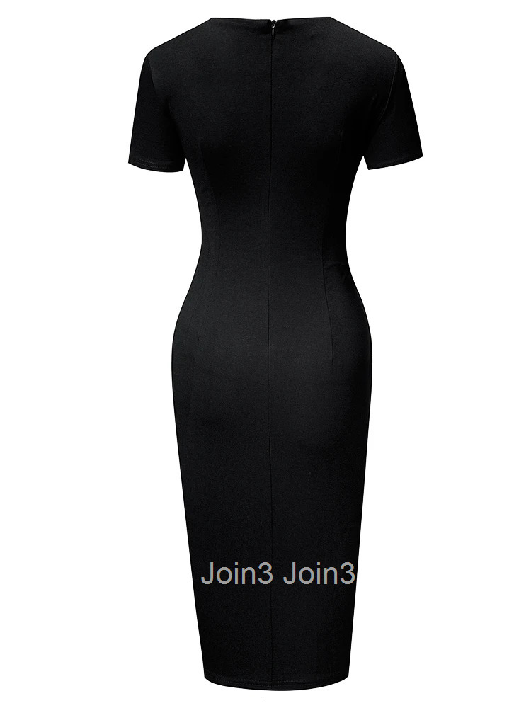 Nice-forever New Spring Elegant Stylish Contrast Color Patchwork Office Work vestidos Business Bodycon Women Dress B571