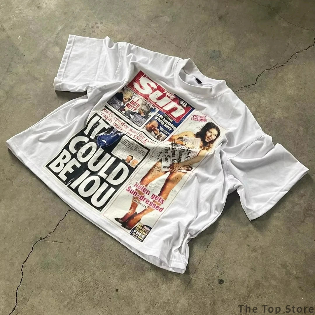 Y2K American Street Hip-Hop Style Cartoon Print Loose T-Shirt for Men and Women Versatile and Unique 250806