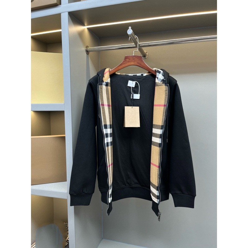 Mans Hoodies Designer Hoodies British Embroidered Checkered Lining Patchwork Cardigan Jacket