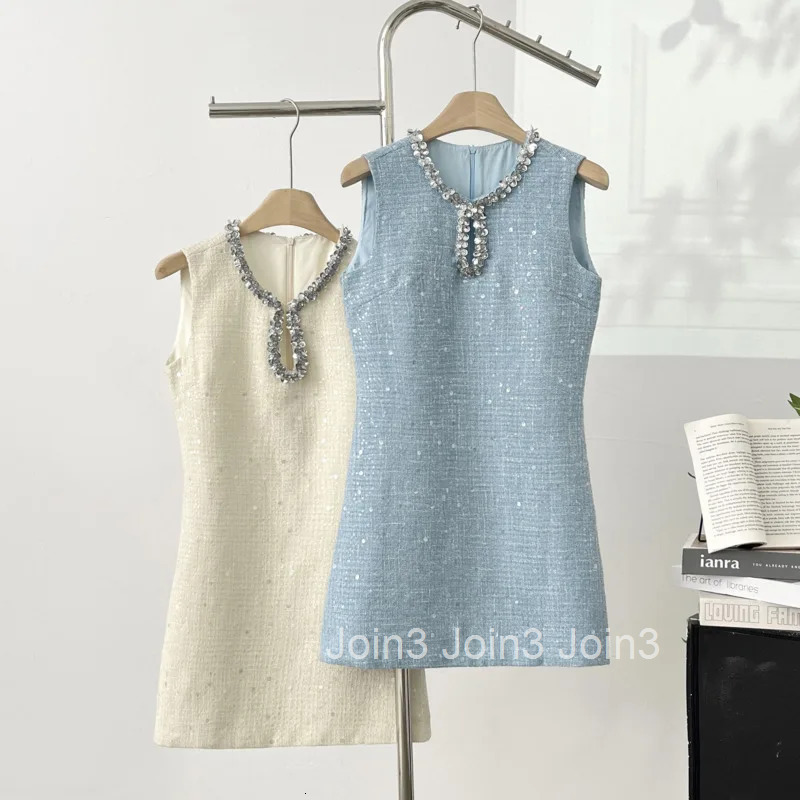 High Quality Luxury Small Fragrance Tweed Dresses For Women Sweet Short Summer Dress Party Vestidos Robes Roupas Feminina