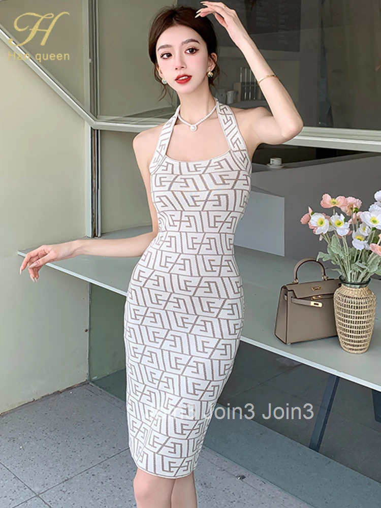 Knit Stretch Sexy Korean Pencil Party Dresses Female Clothing Summer Luxury Womens Elegant Dress