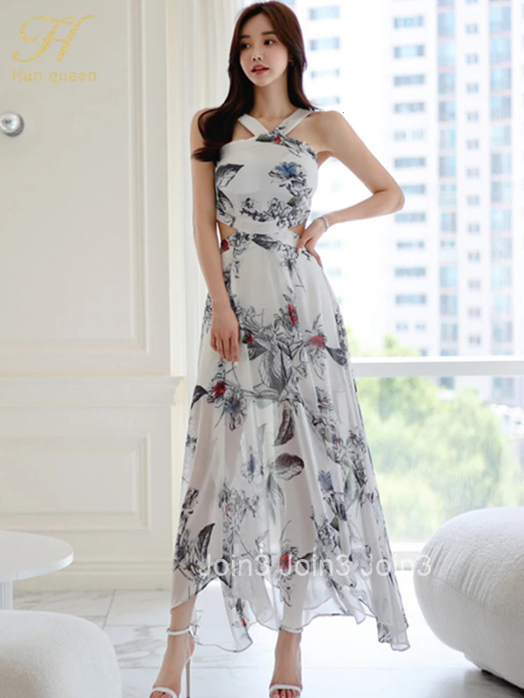Summer Dresses Elegant And Pretty Prints Vintage Long Dress Women Chiffon Sexy Bohemia Vestidos Female Clothing
