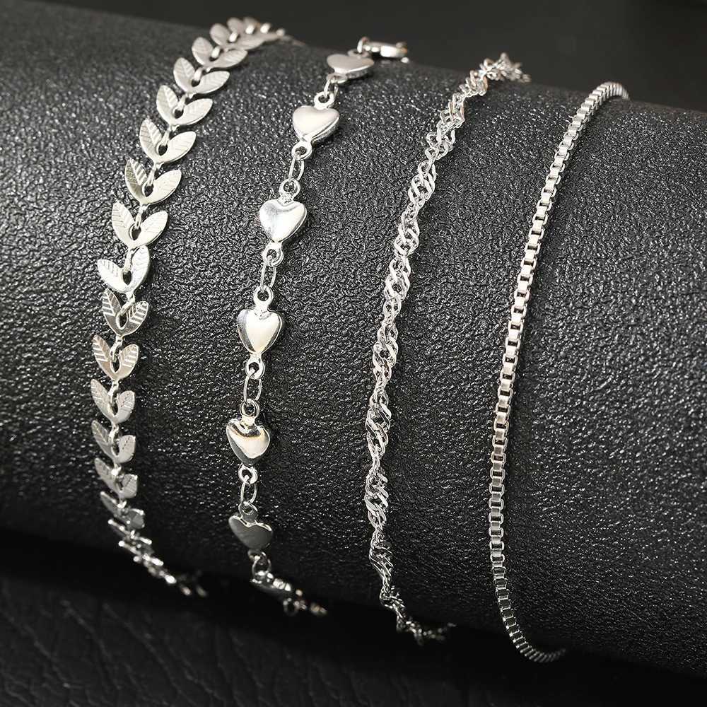 Stainless Steel Anklets Multi Chain Combination Fashionable Atmosphere Peach Blade Anklets For Women Jewelry Popular New Design Y250805
