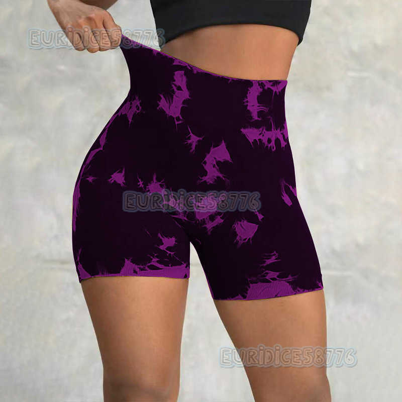 New Seamless Tie-dye Tight Yoga Pants High Waist Slimming Hip-lifting Outdoor Sports Pants Running Training Fitness Shorts H250806 001
