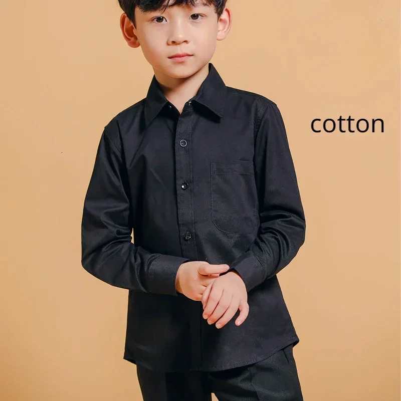4-6 Years Old Boys Black Shirt Cotton Long Sleeve Spring Autumn Childrens Boys Dress Tops School Uniform for Boys Girls Blouse X250806
