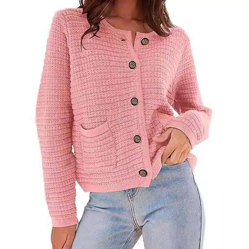 Women's Long Sleeve Knit Cardigan Fall Fashion Loose Fit Casual Round Neck Open Front Sweater For Work & Daily Wear