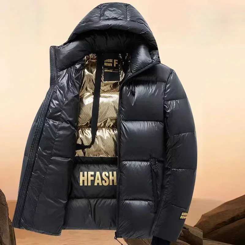 Down Jacket Men Winter Waterproof Goose Jacket Men Luxury Brand Hooded Feather Goose Coat Women Black Puffer Jacket Men 2023 New W250806