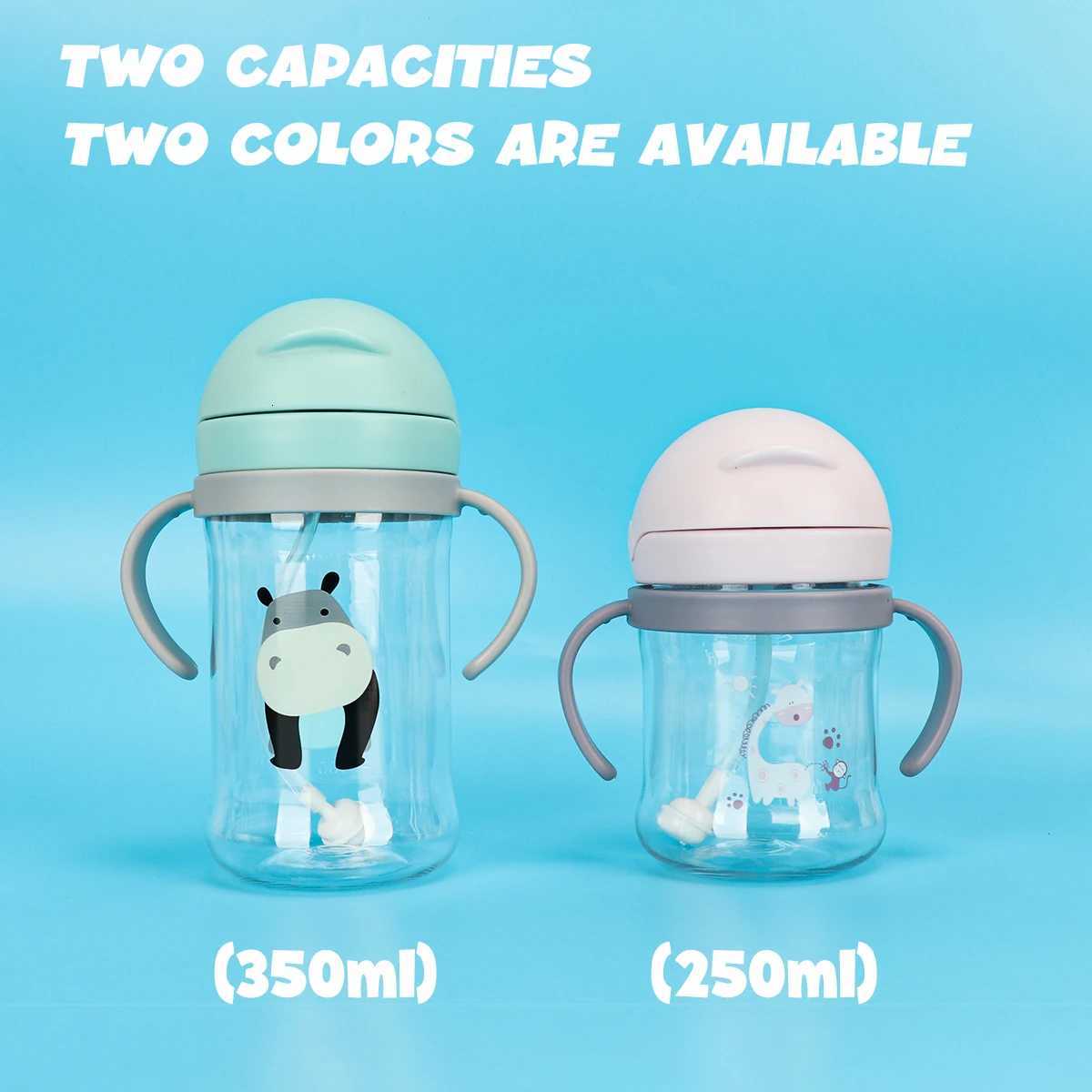 250ml/350ml Kids Water Bottle with Straw Leak-Proof Silicone Ball Wide Mouth Baby/Toddler Sippy Cup X250806