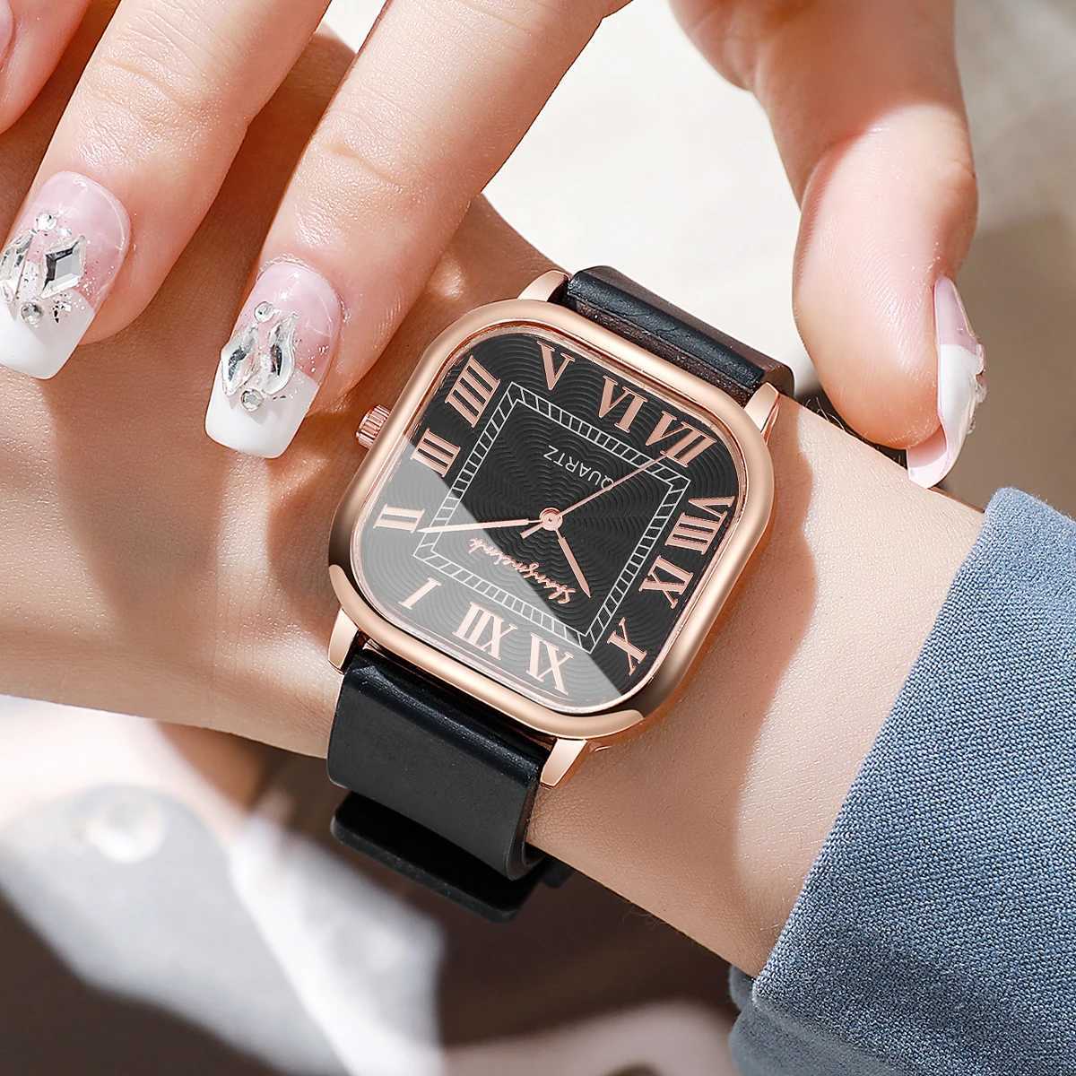 Fashion Square Women Casual Style Band Roman Dial Quartz Wrist Watch for Ladies Clock Reloj Mujer W250806