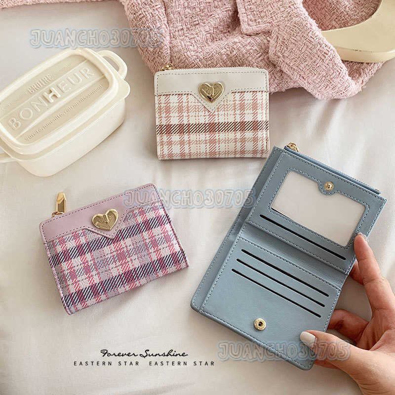Simple Heart Large Capacity Womens Short Foldable New Zipper Coin Purse Multi-card Slots H250806