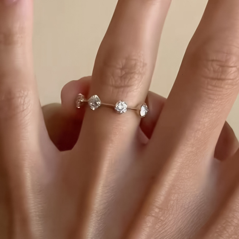 Hui Zhi Wing Jewelry S Silver Gold Plated Minimalist Fashion Style Light Luxury Strip Ring Stackable Matching