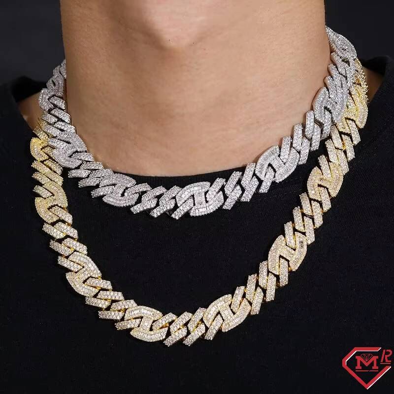 Hiphop Jewelry Moissanite Cuban Chain 15mm 925 Silver 5 Layer Plating VVS Iced Out Cuban Link Chain