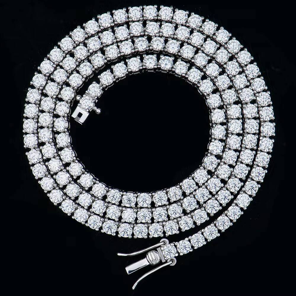 Xingyue Custom High Quality Mens Womens Jewelry 3mm 16-24inch S925 Silver Iced Out Tennis Chain Mossanite Moissanite Necklace