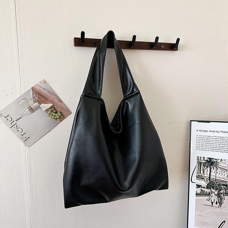 Soft Pu Leather Shoulder Bags Big Women Shopping Tote Bag Fashion Simple Large Capacity Handbags Korean Underarm Bags 240918