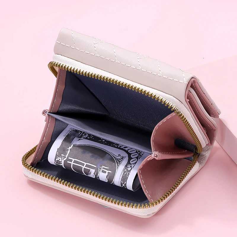 Womens Wallet Tri Fold Card Bag PU Multi Objects Pocket Short Fashion Embroidered Love Pattern Korean Minimalist XJ250806