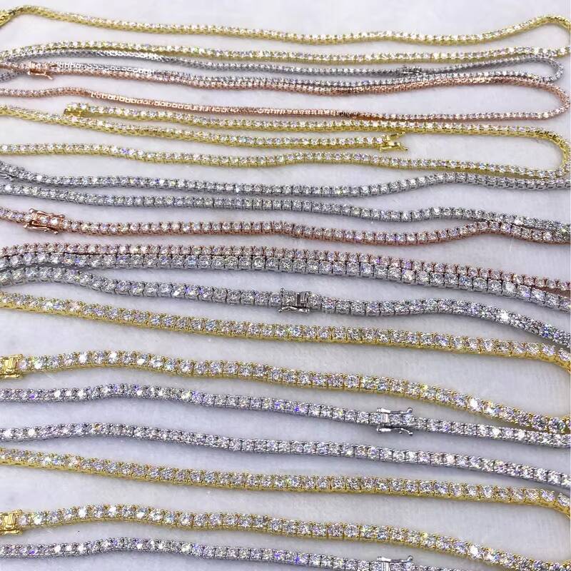 Tennis Necklace Bracelet Pass Diamond Tester Iced Out Bling Moissanite Diamond Hip Hop Jewelry Solid 925 Silver Tennis Chain
