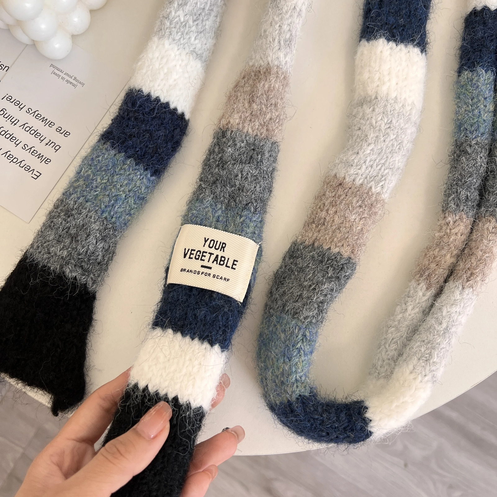 2025 Womens Thin Narrow Long Colorful Striped Scarf Autumn and Winter Girl All-Match Decorative Scarf 250806